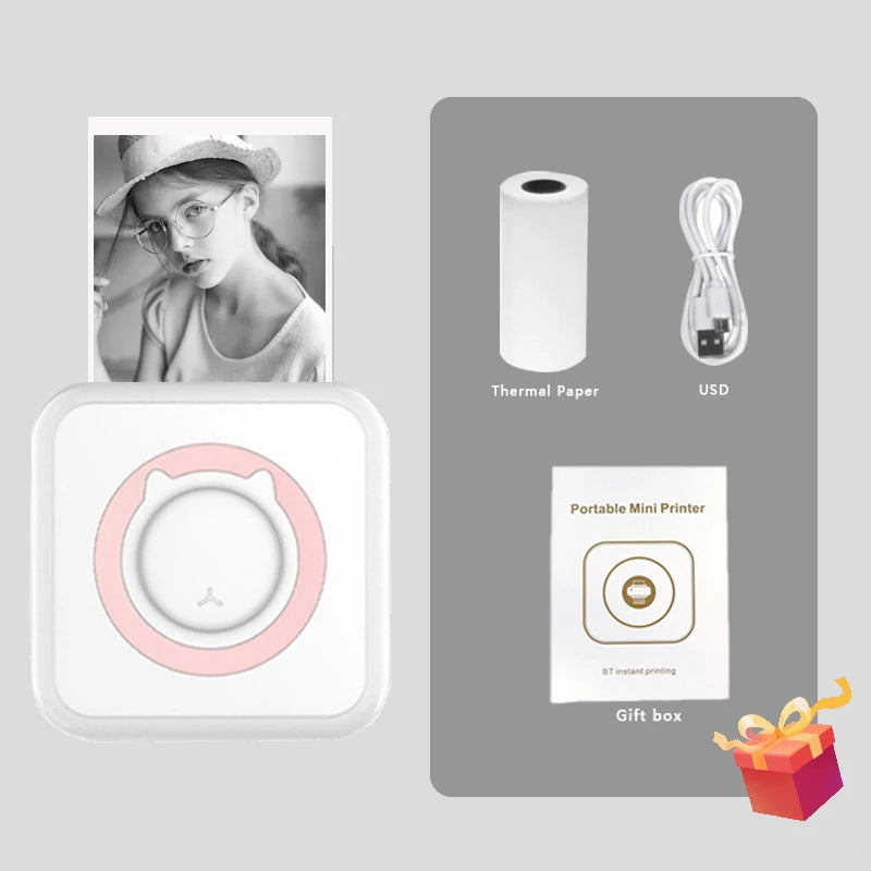 Impresora Térmica Portátil Mini Bluetooth - 203dpi para Etiquetas y Fotos