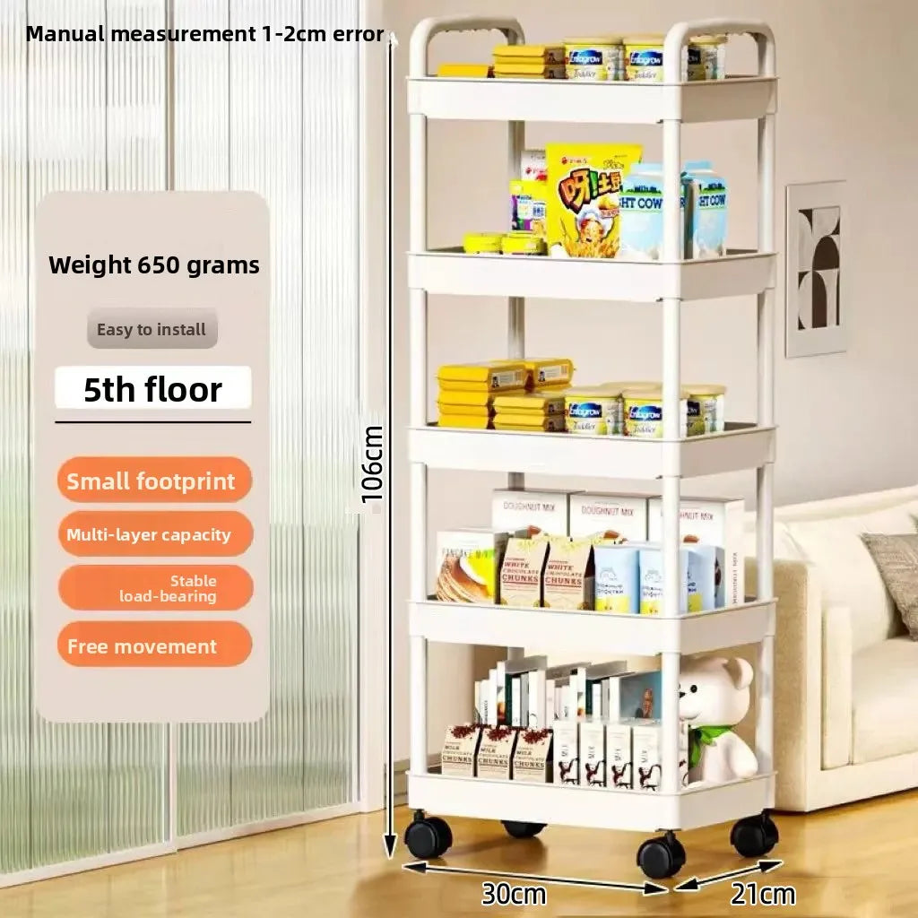 Estantería Cocina 5 Niveles Móvil - Carrito Almacenaje Multiusos con Ruedas
