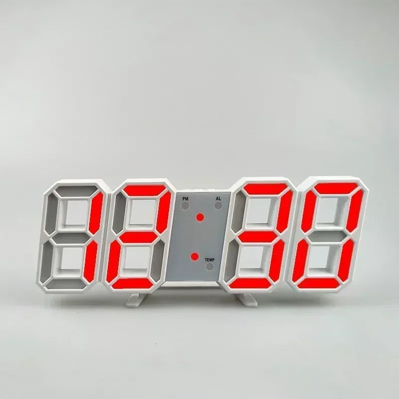 Reloj Despertador Digital LED 3D - Alarma Pared Temperatura Fecha Hogar Oficina