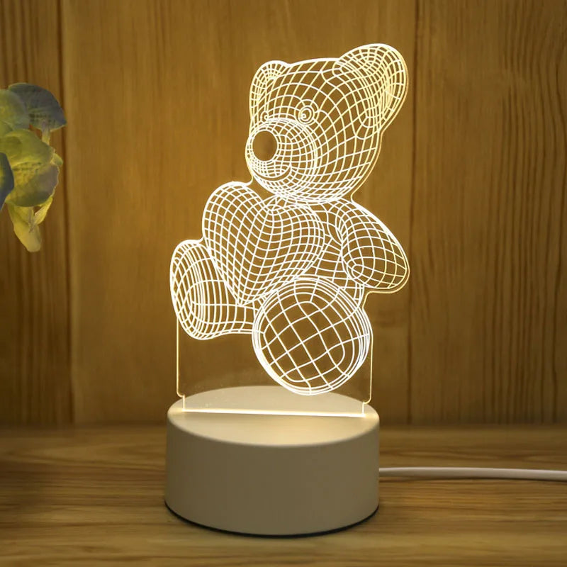 3D LED Acrylic Night Lamp - Romantic Love Design for Kids & Home Decor - zyntrixe