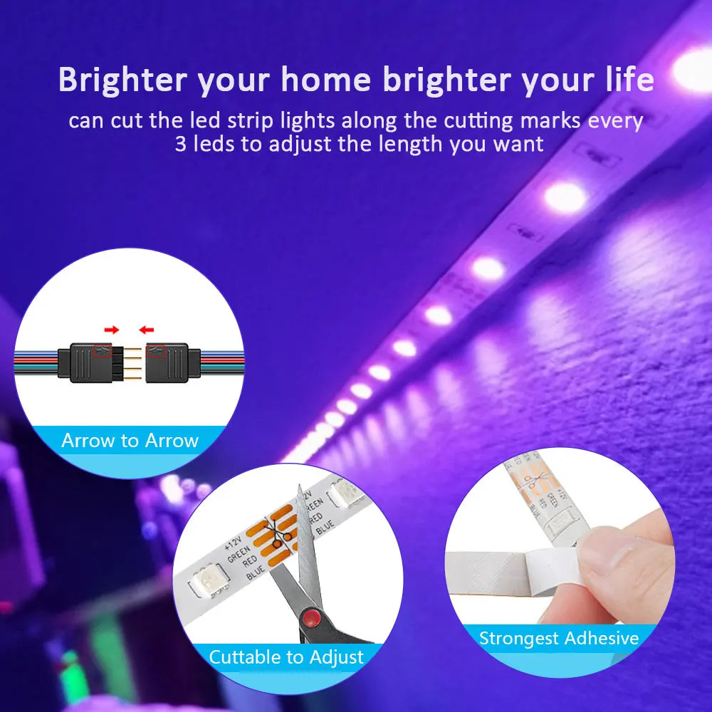 LED Strip Lights RGB 3535 ,5V 1M-30M,16 million colors, RGB , Led Strip Lighting Music Sync, Color Changing for Party Home - zyntrixe