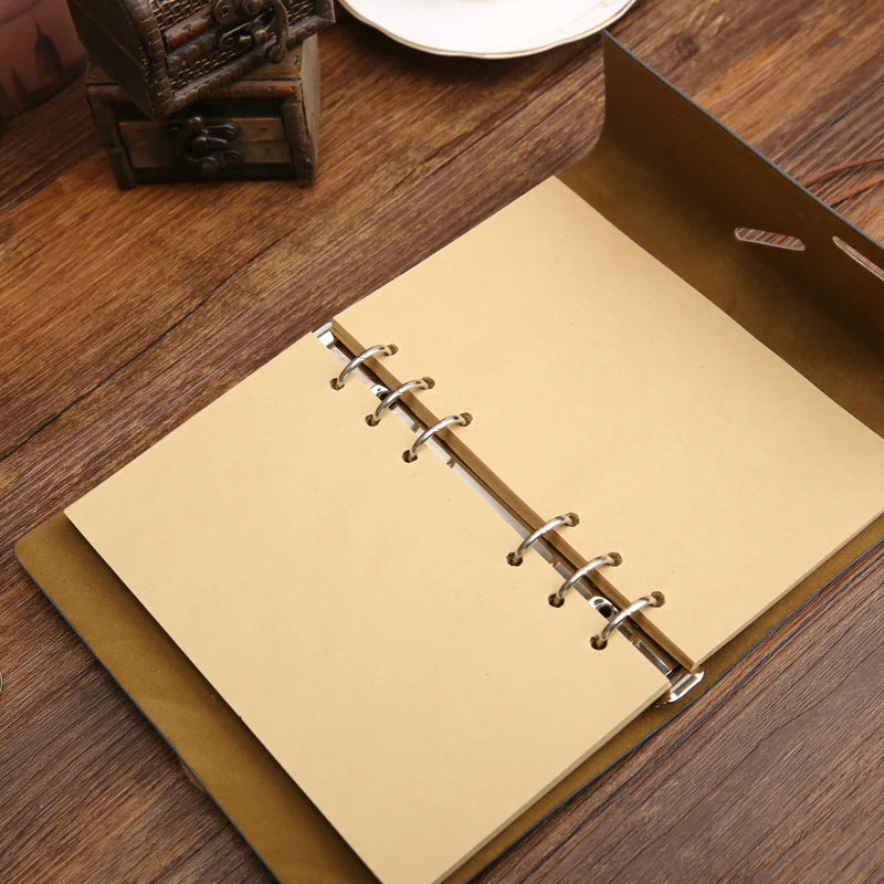 Vintage Leather Travel Journal - Spiral Notebook with Pirate Anchor Design - zyntrixe