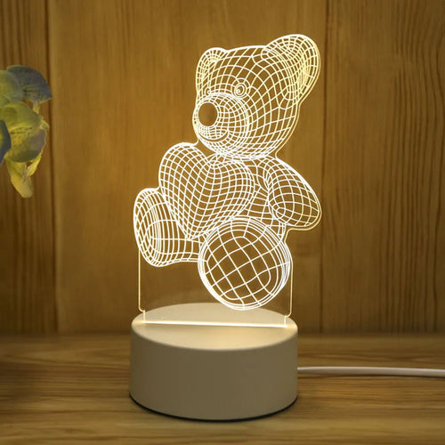 3D LED Acrylic Night Lamp - Romantic Love Design for Kids & Home Decor - zyntrixe