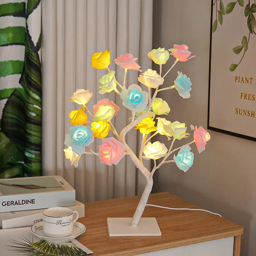 LED Rose Tree Table Lamp - Adjustable Decorative Night Light for Bedroom & Parties - zyntrixe