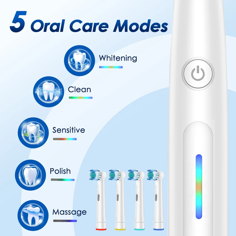 Electric Toothbrush Rechargeable - 5 Modes Rotating Sonic Brush