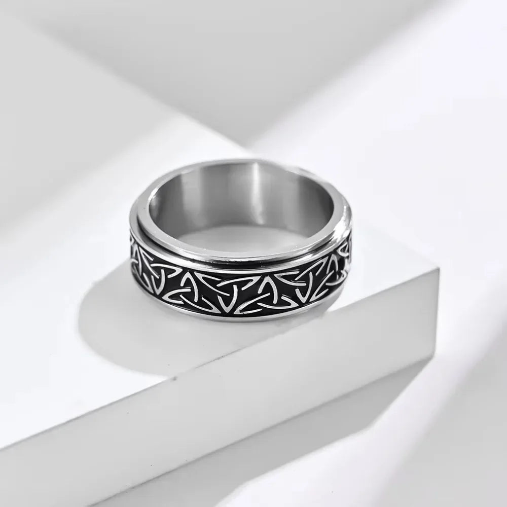 Anillo Vikingo Celta Giratorio Antiestres - Acero Inoxidable Hombre - zyntrixe