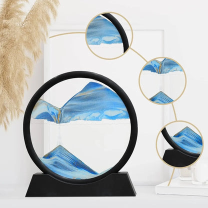 3D Moving Sand Art Picture - Round Glass Deep Sea Sandscape Hourglass Home Office Decor Gift - zyntrixe