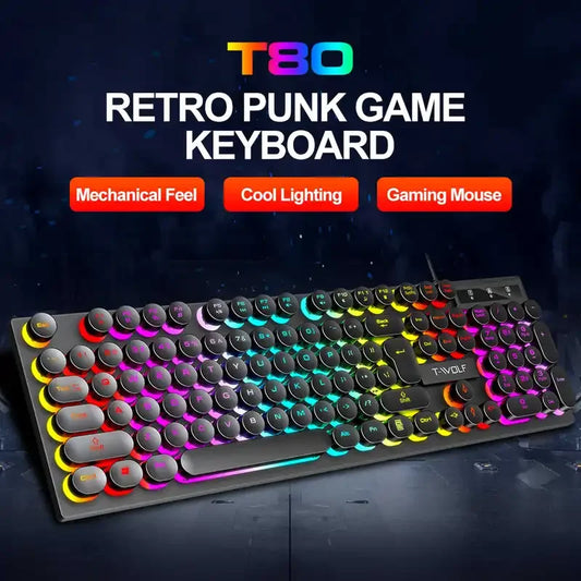Teclado Mecánico Gaming RGB 104 Teclas USB Retroiluminado