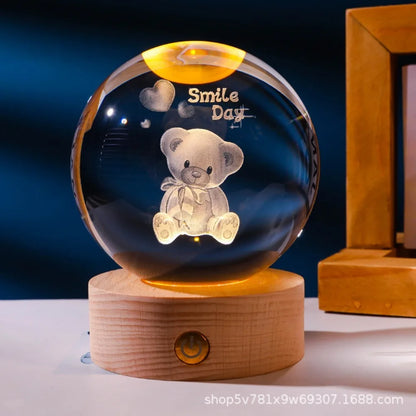 3D Axolotl Laser Engraved Crystal Ball Coloured Night Light,girlfriend Classmate Wife Children Birthday Gift Home Decoration