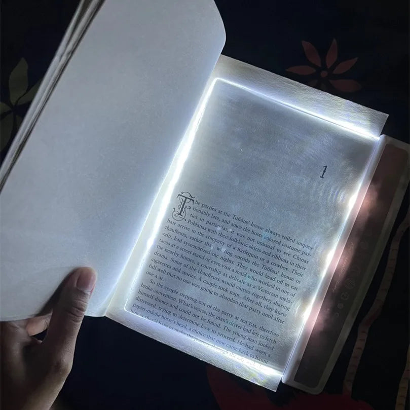 1 PCS Rechargeable Flat LED Book Light For Reading In Bed Ultra Thin Wireless Bookmark Lamp Panel For Night Use Page Illuminator - zyntrixe