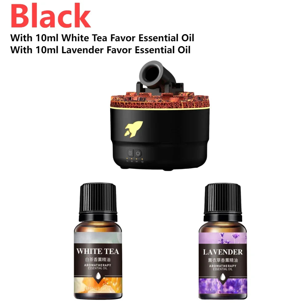 Humidificador Aromático con Luz Volcánica - Difusor Aceites Esenciales Decorativo