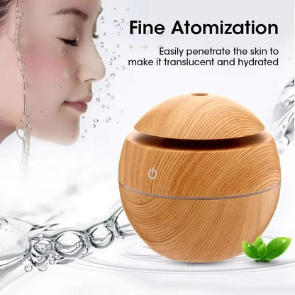 Mini USB Humidifier & Essential Oil Diffuser - Woodgrain Design for Home & Office - zyntrixe