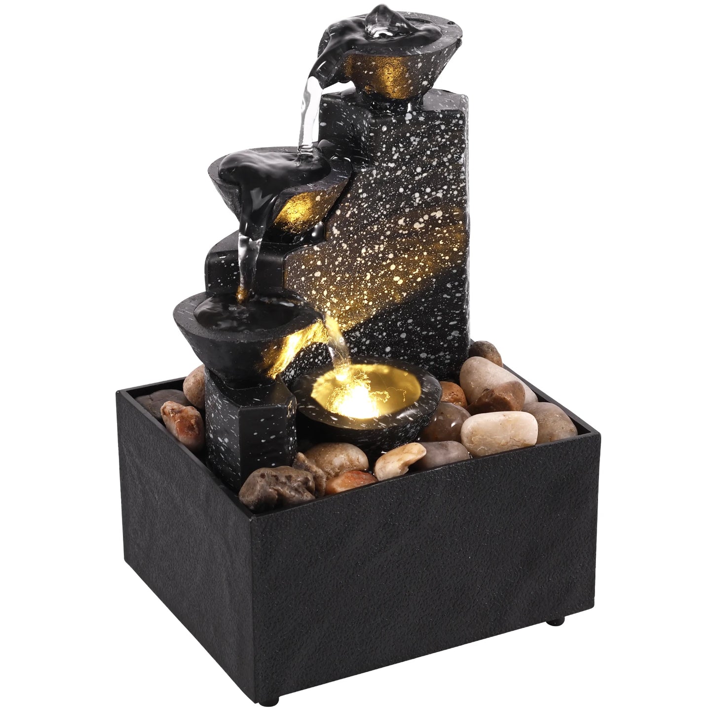 Fuente de Agua Decorativa con Luces LED - Cascada de Mesa para Relajación y Meditación