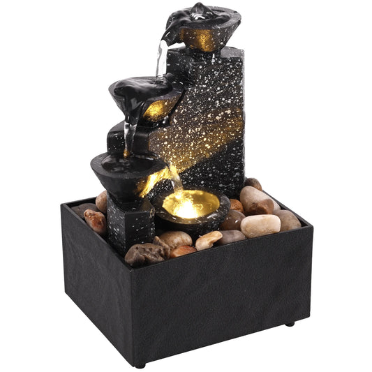 Fuente de Agua Decorativa con Luces LED - Cascada de Mesa para Relajación y Meditación