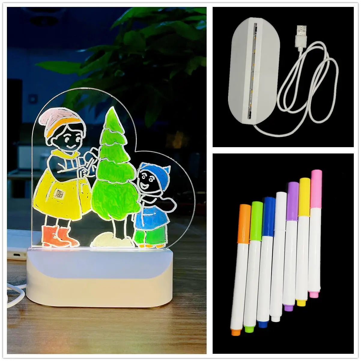 LED Acrylic Message Board - Erasable USB Drawing Board Night Light - zyntrixe