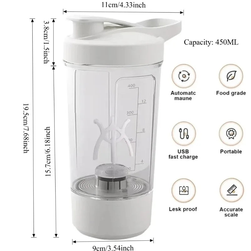 Taza Mezcladora Eléctrica Automática USB - Batidora Portátil 400ml para Proteínas y Batidos