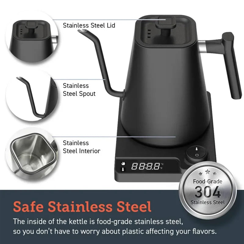 1200W Gooseneck Electric Kettle - Temperature Control Coffee & Tea - zyntrixe