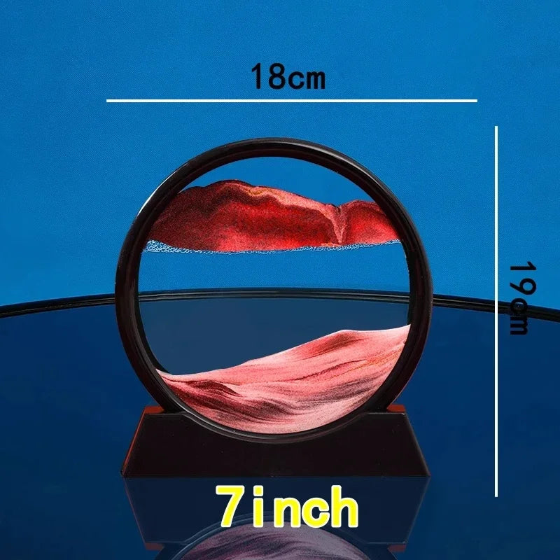 3D Moving Sand Art Picture - Round Glass Deep Sea Sandscape Hourglass Home Office Decor Gift - zyntrixe