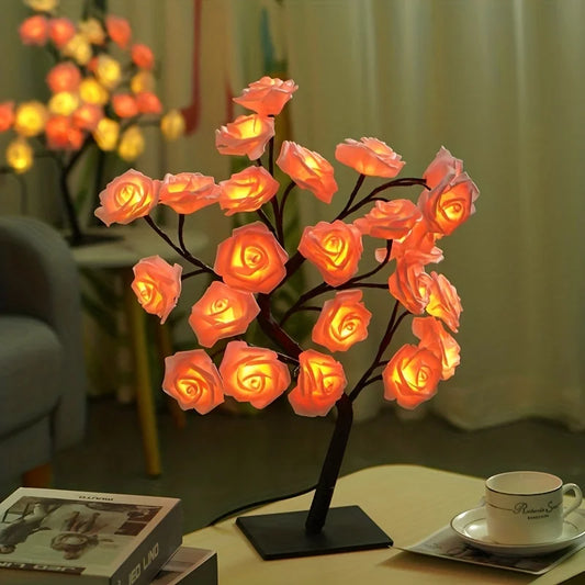 Lámpara Árbol Rosas LED USB Romántica