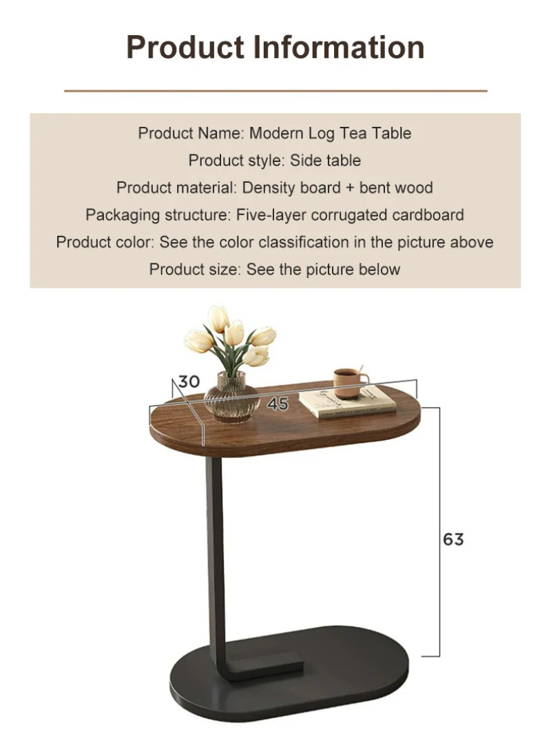 Modern C-Shape Side Table - Movable Sofa Coffee Table - zyntrixe