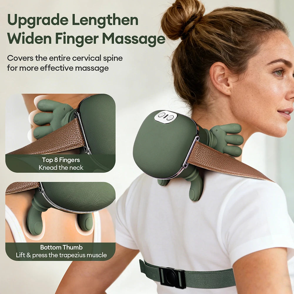 4D Bionic Finger Neck Shoulder Massager Wireless Neck Cervical Trapezius Kneading Massage Shawl Brushless Motor Neck masajeador - zyntrixe