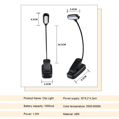 Mini Lámpara Libro LED Clip Lectura