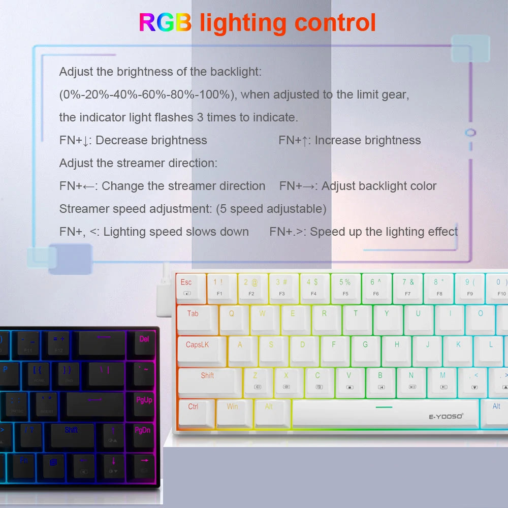 E-YOOSO Z686 RGB Mechanical Gaming Keyboard - 68 Keys - Hot Swap Red Switch - zyntrixe