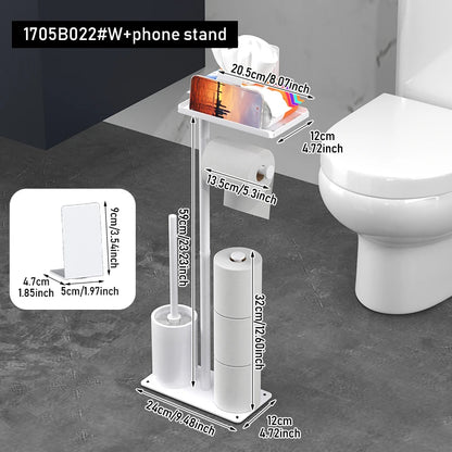Floor standing roll paper holder, toilet paper holder, roll paper holder with bracket, bathroom hygiene brush holder - zyntrixe