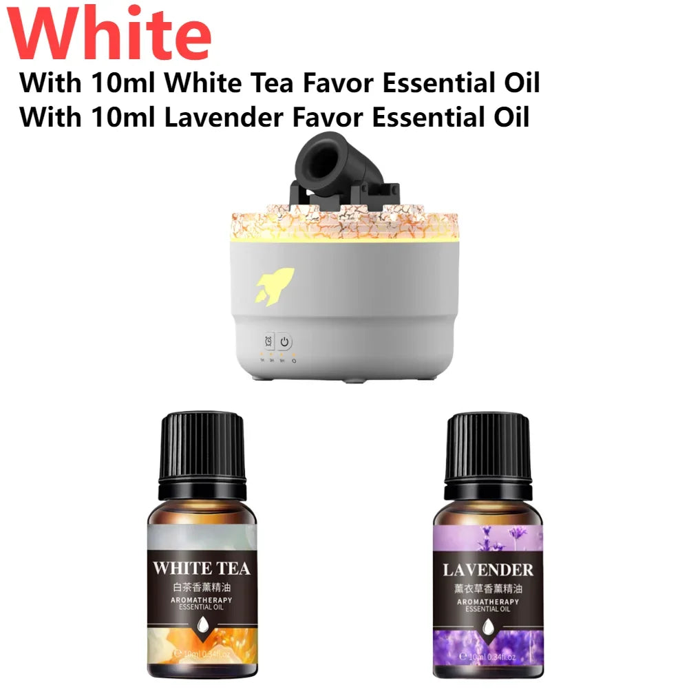 Humidificador Aromático con Luz Volcánica - Difusor Aceites Esenciales Decorativo