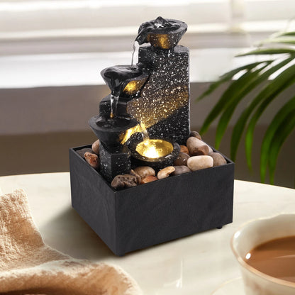 Fuente de Agua Decorativa con Luces LED - Cascada de Mesa para Relajación y Meditación