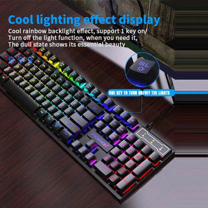 USB Wired RGB Gaming Keyboard - 104 Keys Mechanical Feel - zyntrixe