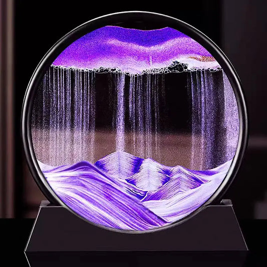 3D Moving Sand Art Picture - Round Glass Deep Sea Sandscape Hourglass Home Office Decor Gift - zyntrixe