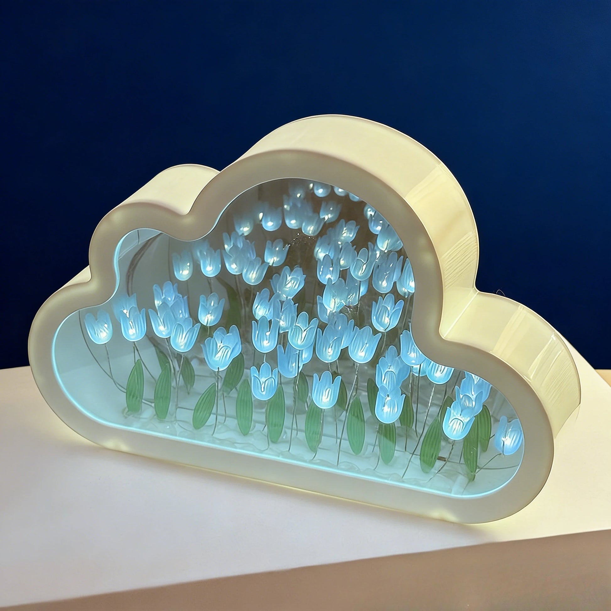 DIY Cloud Mirror Tulip Lamp - Glass Night Light with Photo Frame - zyntrixe