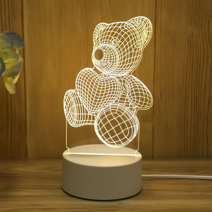 3D LED Acrylic Night Lamp - Romantic Love Design for Kids & Home Decor - zyntrixe