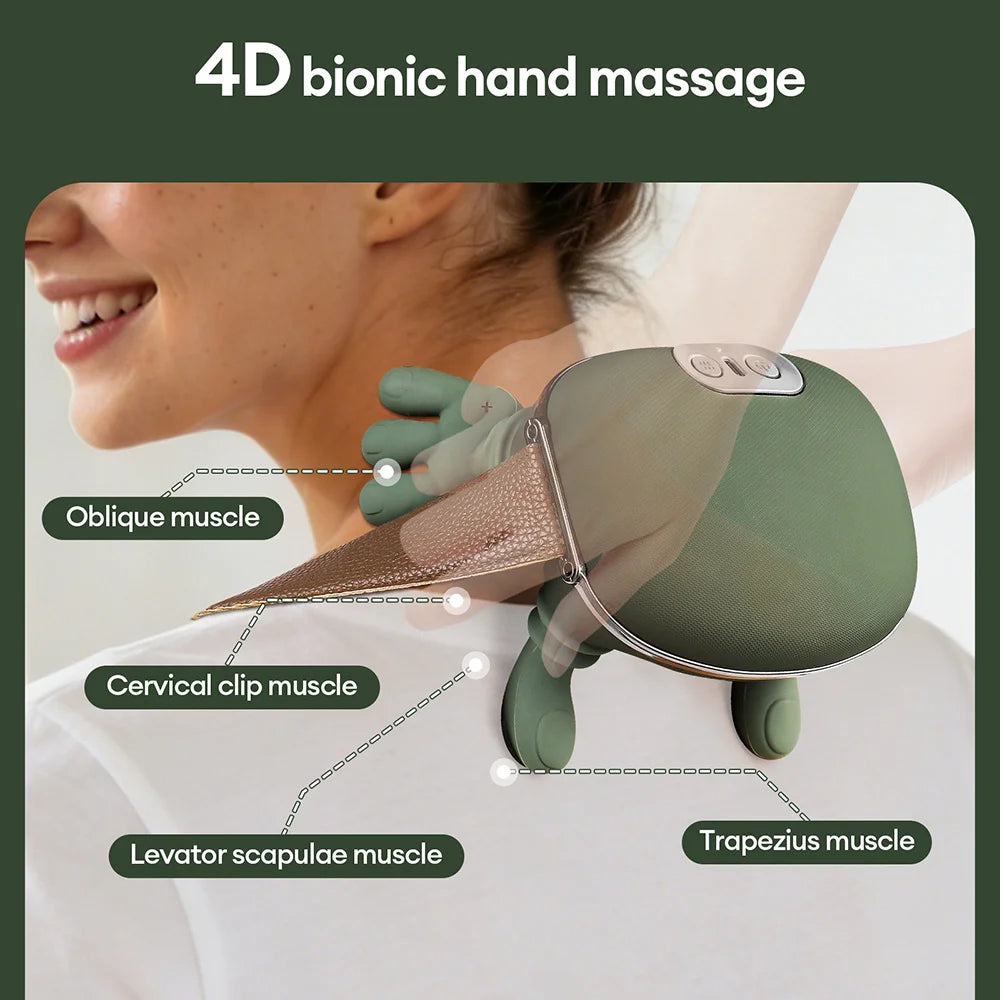 4D Bionic Finger Neck Shoulder Massager Wireless Neck Cervical Trapezius Kneading Massage Shawl Brushless Motor Neck masajeador - zyntrixe