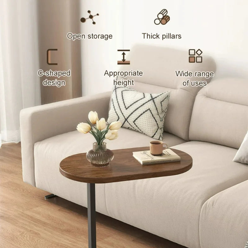 Modern C-Shape Side Table - Movable Sofa Coffee Table - zyntrixe