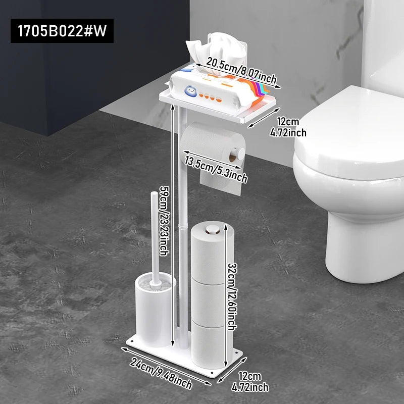 Floor standing roll paper holder, toilet paper holder, roll paper holder with bracket, bathroom hygiene brush holder - zyntrixe