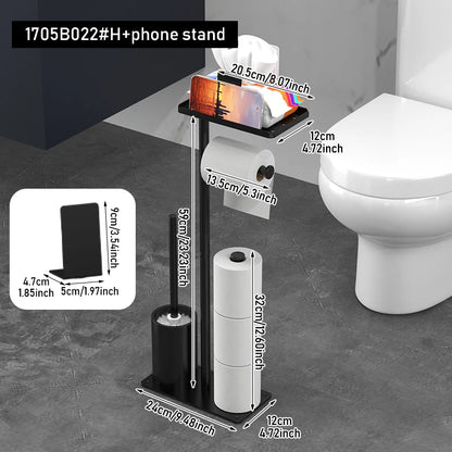Floor standing roll paper holder, toilet paper holder, roll paper holder with bracket, bathroom hygiene brush holder - zyntrixe