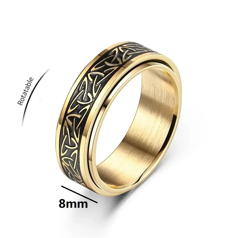 Anillo Vikingo Celta Giratorio Antiestres - Acero Inoxidable Hombre - zyntrixe