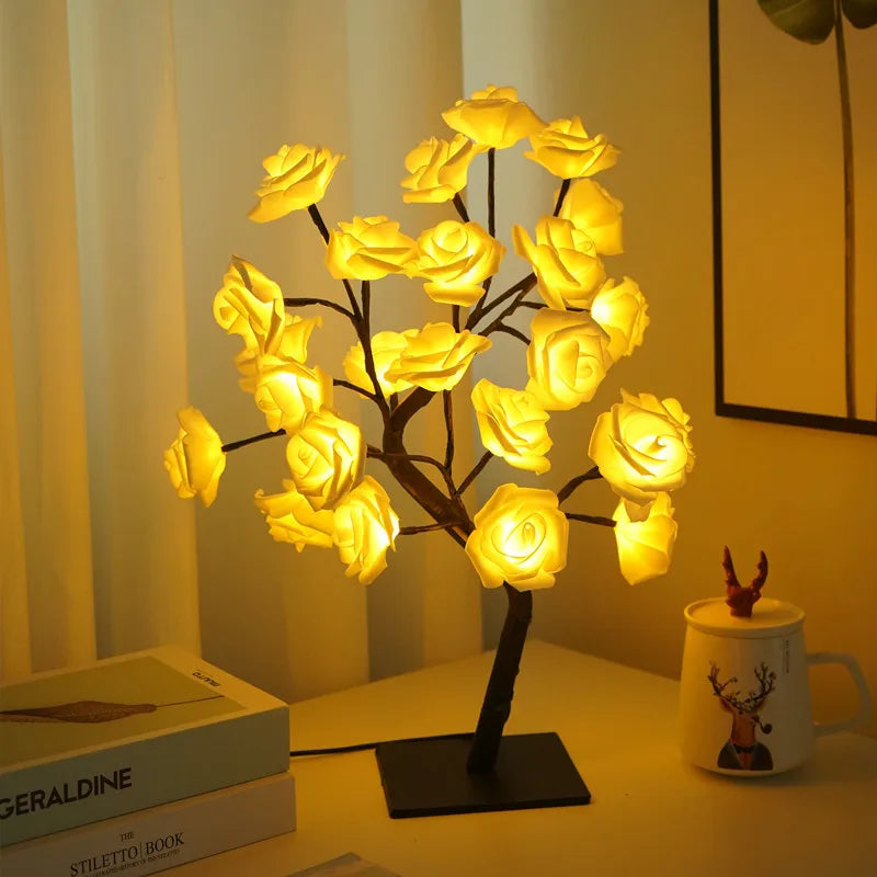 LED Rose Tree Table Lamp - Adjustable Decorative Night Light for Bedroom & Parties - zyntrixe