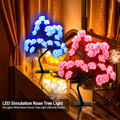 Lámpara Árbol Rosas LED USB Romántica