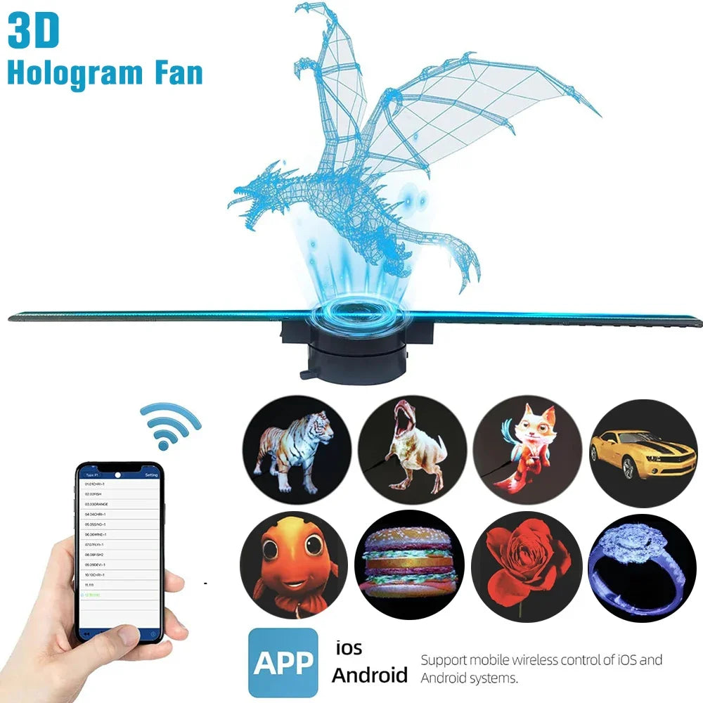 Ventilador Holográfico 3D 42CM WiFi - Proyector Publicitario Holograma LED