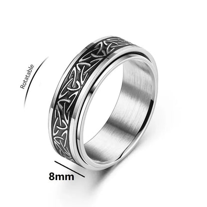 Anillo Vikingo Celta Giratorio Antiestres - Acero Inoxidable Hombre - zyntrixe