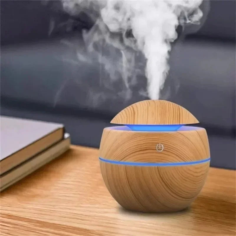 Mini USB Humidifier & Essential Oil Diffuser - Woodgrain Design for Home & Office - zyntrixe