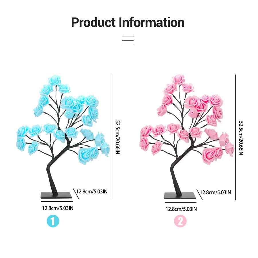 Lámpara Árbol Rosas LED USB Romántica