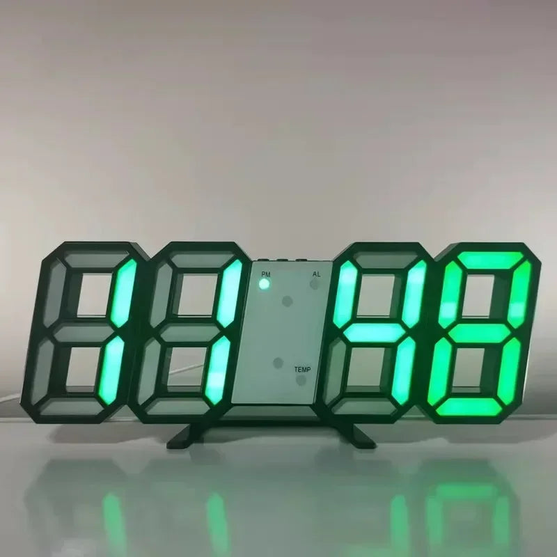 Reloj Despertador Digital LED 3D - Alarma Pared Temperatura Fecha Hogar Oficina
