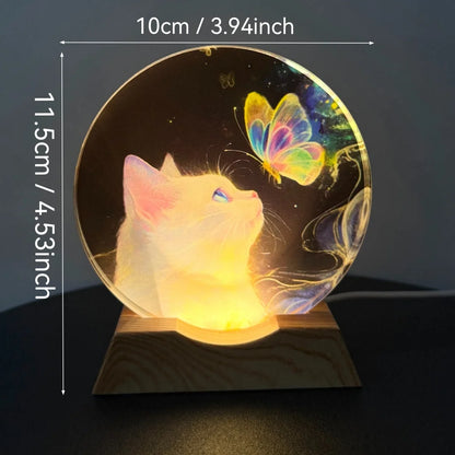 Luz Nocturna Gato Mariposa Cristal LED