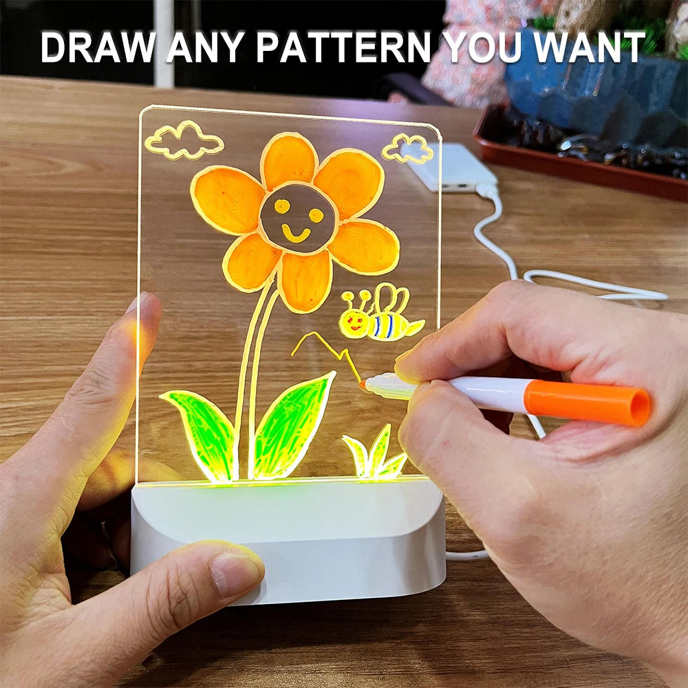 LED Acrylic Message Board - Erasable USB Drawing Board Night Light - zyntrixe