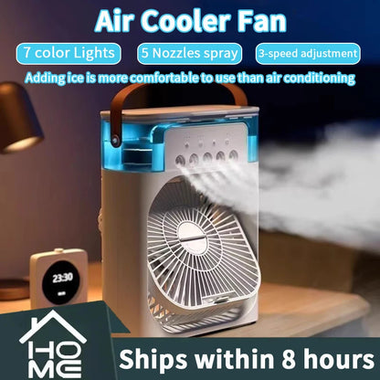 Ventilador 3 en 1 con Aire Acondicionado - Mini Enfriador Humidificador Luz LED