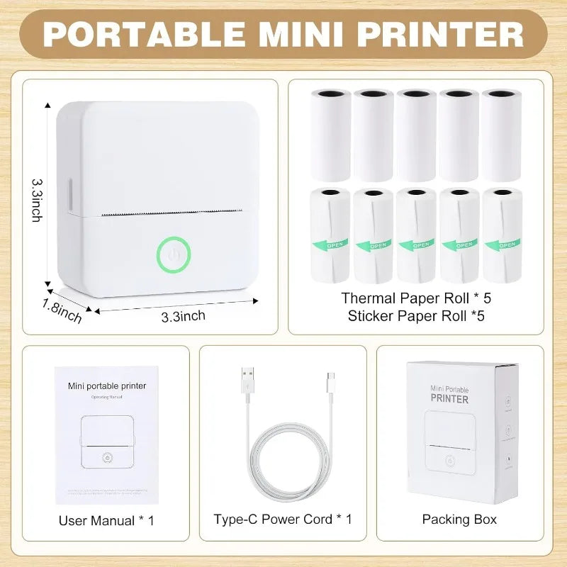 Mini Impresora Térmica Portátil Bluetooth 57mm - Sin Tinta Stickers Fotos DIY